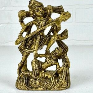 Vintage Brass Bronze Hindu Kila Standing 3" Andhakasuravadha Leela of Lord Shiva